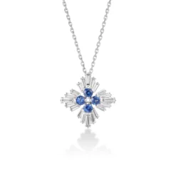 Roberto Coin 18K White Gold Diamond Princess Pavé Diamond And Blue Sapphire Necklace