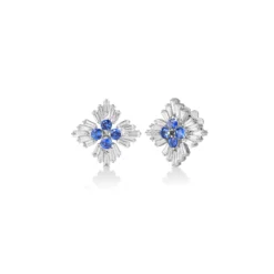 Roberto Coin 18k White Gold Diamond Princess Luce Flower Stud Earrings