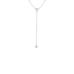 Roberto Coin 18K White Gold Diamonds By The Inch Dangle Bezel Necklace