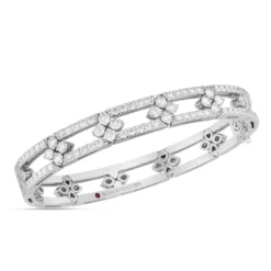 Roberto Coin 18K White Gold Love In Verona Diamond Open Frame Pavé Bangle