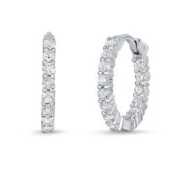Roberto Coin 18k White Gold Petite Inside Outside The Perfect Diamond Hoop® Earrings