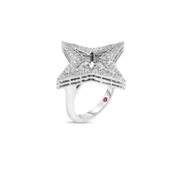 Roberto Coin 18K White Gold Stardust Medium Pave Diamond Star Ring