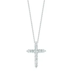 Roberto Coin 18K White Gold Tiny Treasure Diamond Cross Necklace