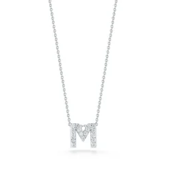 Roberto Coin 18K White Gold Tiny Treasures Diamond Initial Pendant Letter 'M'
