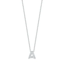 Roberto Coin 18k White Gold Tiny Treasures Diamond Love Letter “A” Necklace