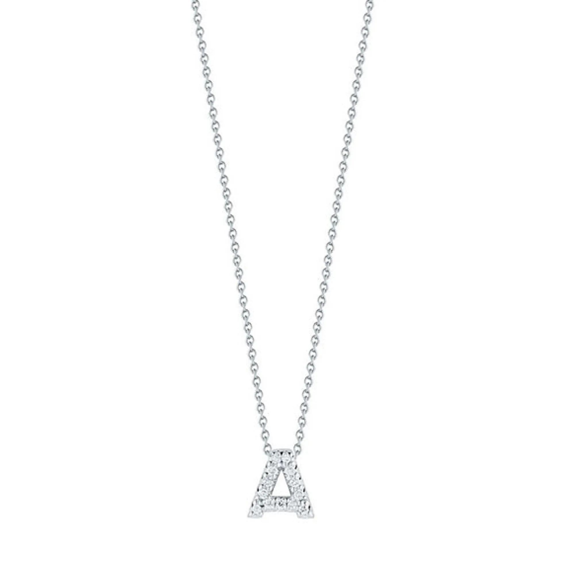 Roberto Coin 18k White Gold Tiny Treasures Diamond Love Letter “A” Necklace