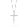 Roberto Coin 18k White Gold Tiny Treasures Diamond Sliver Cross Necklace