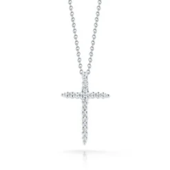 Roberto Coin 18k White Gold Tiny Treasures Diamond Sliver Cross Necklace