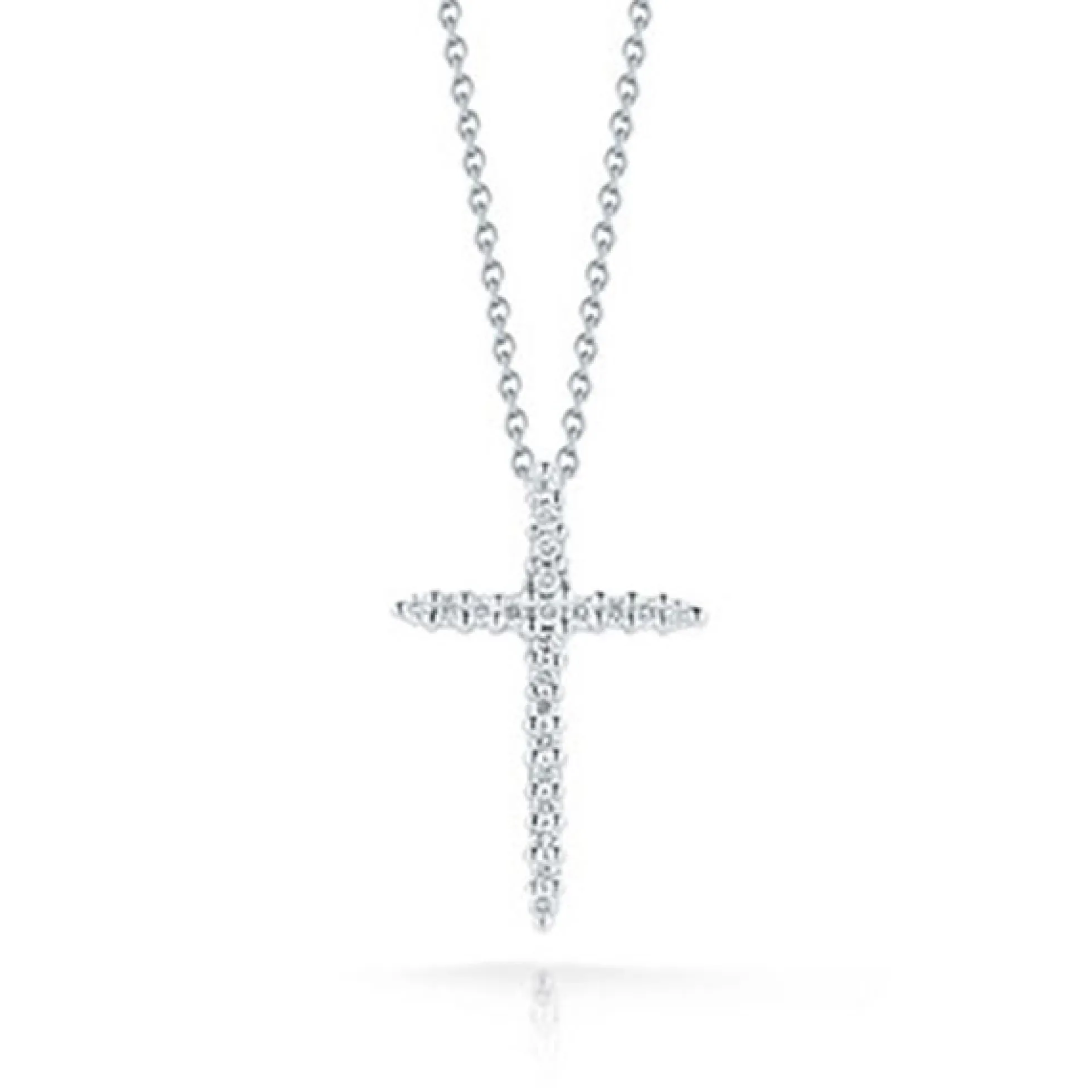 Roberto Coin 18k White Gold Tiny Treasures Diamond Sliver Cross Necklace