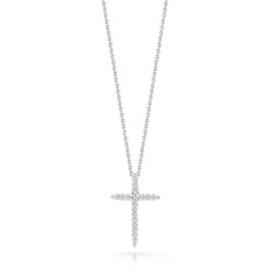 Roberto Coin 18k White Gold Tiny Treasures Diamond Sliver Cross Necklace