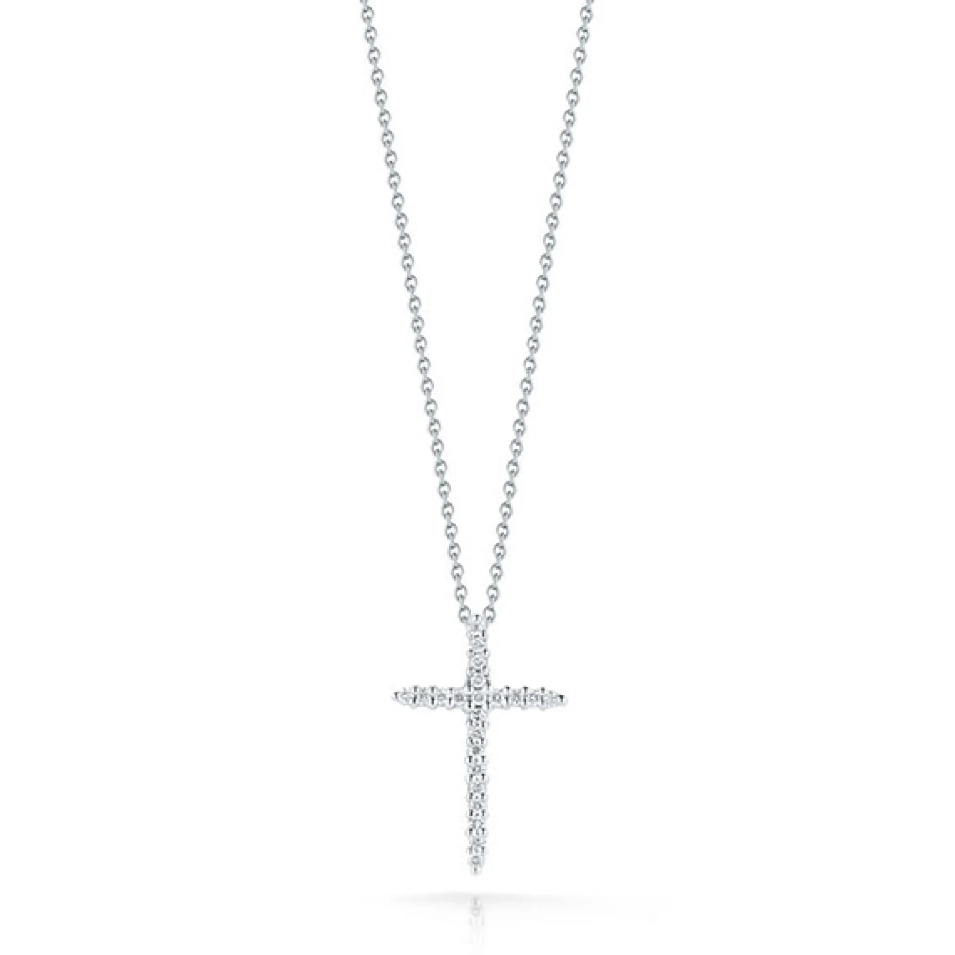 Roberto Coin 18k White Gold Tiny Treasures Diamond Sliver Cross Necklace