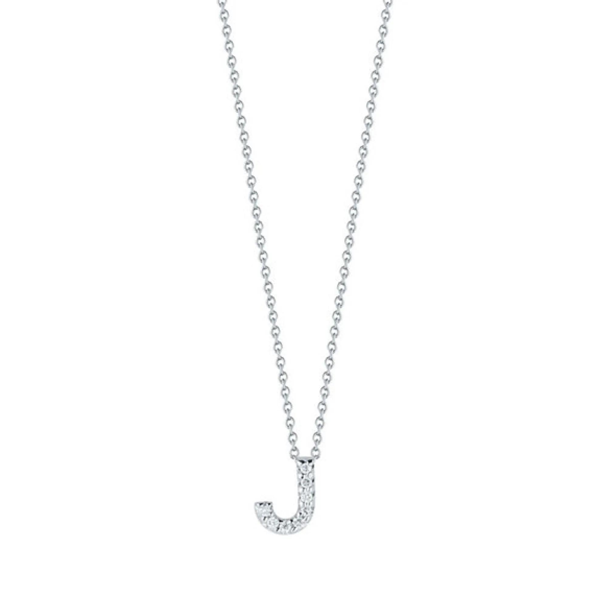 Roberto Coin 18k White Gold Tiny Treasures Diamond Love Letter “J” Necklace