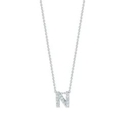 Roberto Coin 18k White Gold Tiny Treasures Diamond Love Letter “N” Necklace