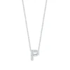 Roberto Coin 18k White Gold Tiny Treasures Diamond Love Letter “P” Necklace