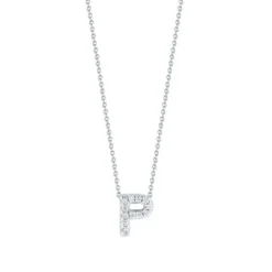 Roberto Coin 18k White Gold Tiny Treasures Diamond Love Letter “P” Necklace