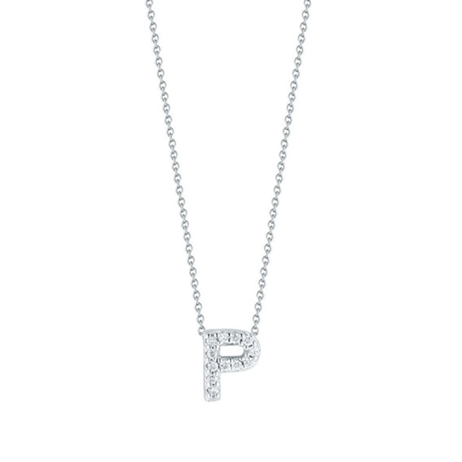 Roberto Coin 18k White Gold Tiny Treasures Diamond Love Letter “P” Necklace