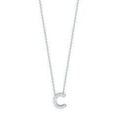 Roberto Coin 18k White Gold Tiny Treasures Diamond Love Letter “C” Necklace