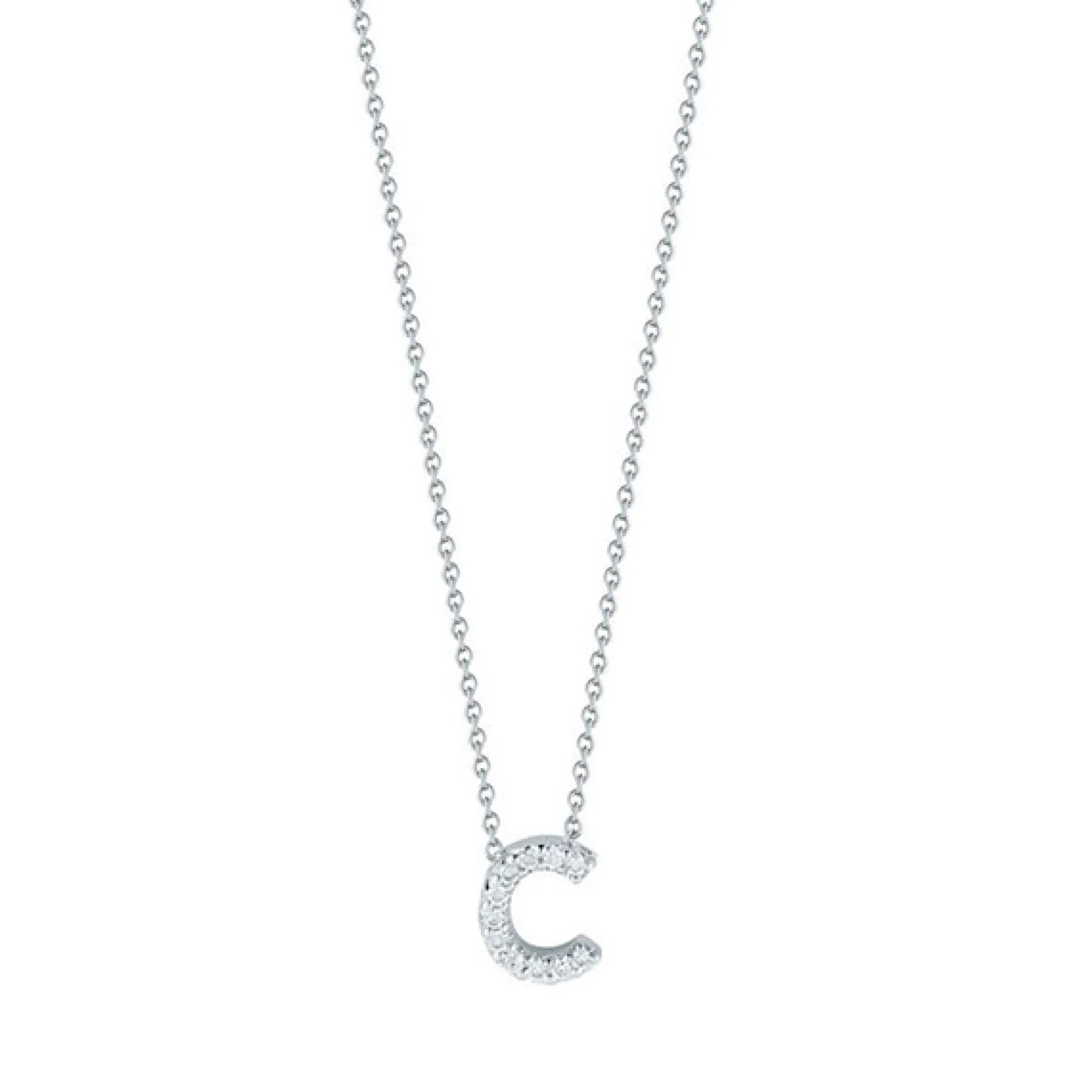 Roberto Coin 18k White Gold Tiny Treasures Diamond Love Letter “C” Necklace