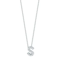 Roberto Coin 18k White Gold Tiny Treasures Diamond Love Letter “S” Necklace