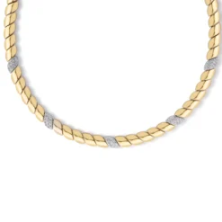 Roberto Coin 18K Yellow and White Gold San Marco Five Diamond Station Collar Necklace