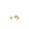 Roberto Coin 18K Yellow and White Gold Love In Verona Diamond Flower Earrings