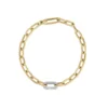 Roberto Coin 18K Yellow And White Gold Designer Gold Single Diamond Paperclip Link Chain Bracelet