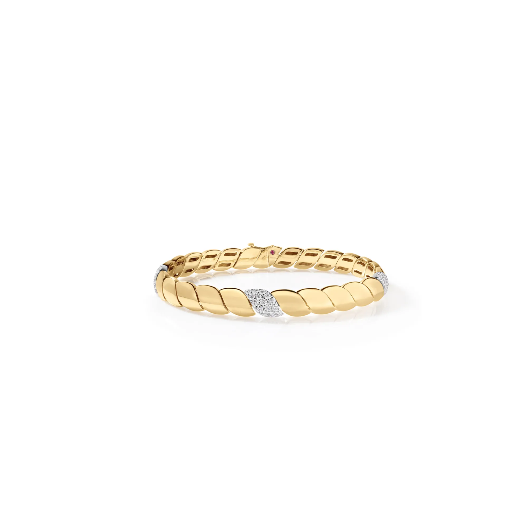 Roberto Coin 18K Yellow and White Gold San Marco Three Diamond Station Bracelet