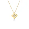 Roberto Coin 18K Yellow And White Love In Verona Small Diamond Flower Necklace