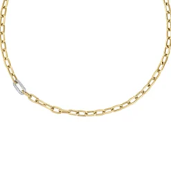 Roberto Coin 18K Yellow and White Gold Designer Gold Single Diamond Paperclip Link Chain Necklace