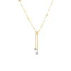 Roberto Coin 18K Yellow and White Gold Designer Gold Alternating Bead with Double Diamond Drop Necklace