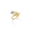 Roberto Coin 18K Yellow and White Gold Love In Verona Pavé Diamond And Polished Finish Double Flower Ring