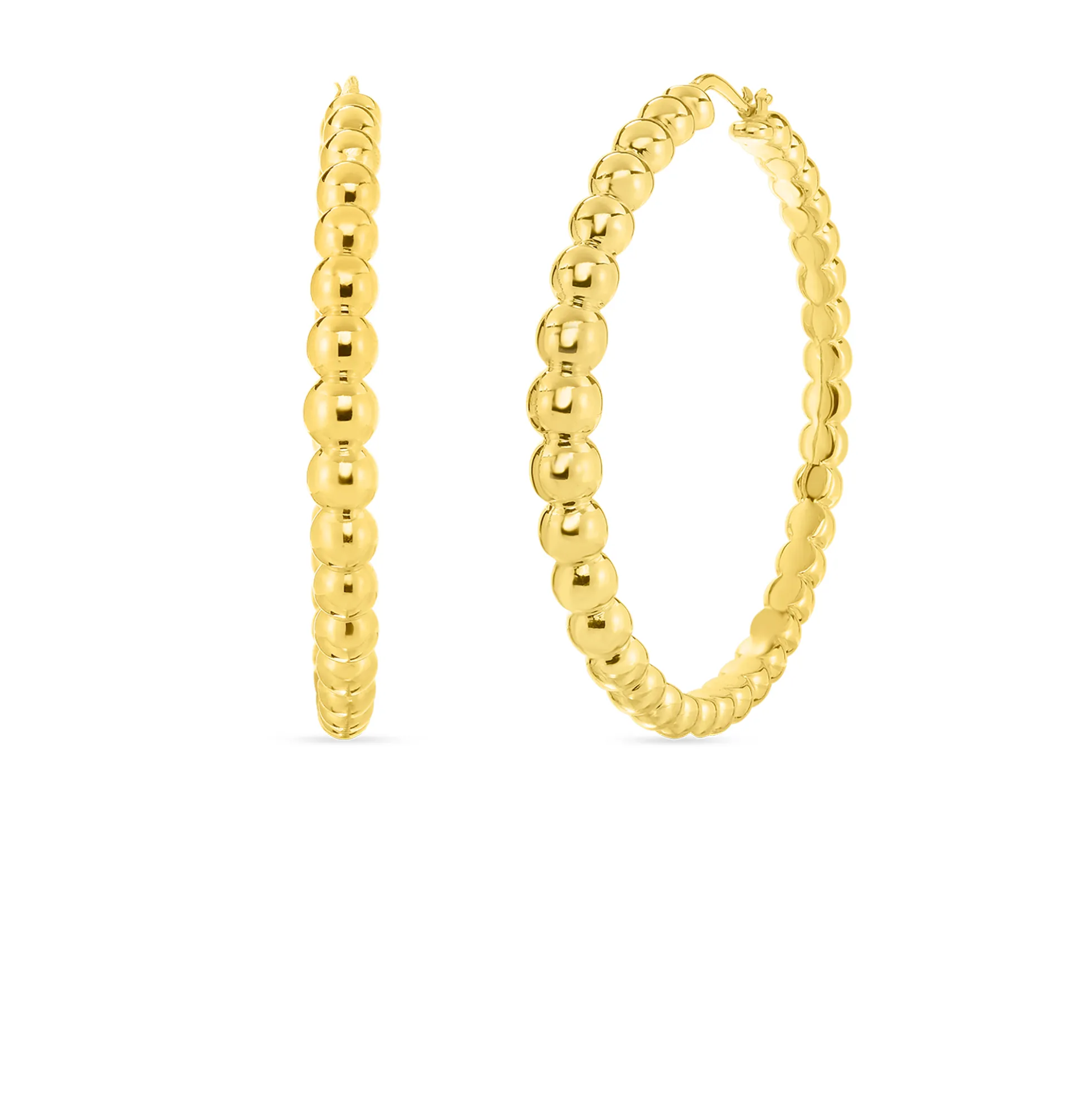 Roberto Coin 18k Yellow Designer Gold Bead Extra Large Hoop Earrings
