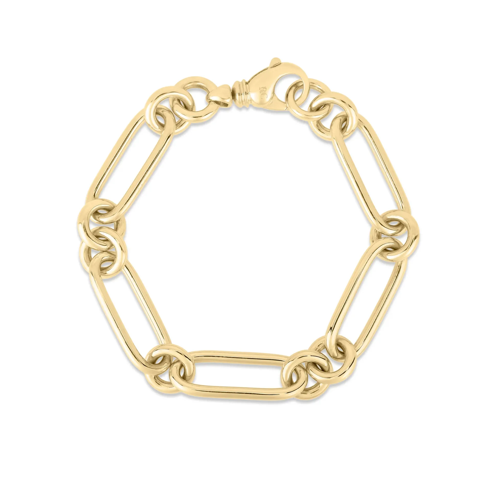 Roberto Coin 18K Yellow Designer Gold Classic Bold Alternating Link Bracelet