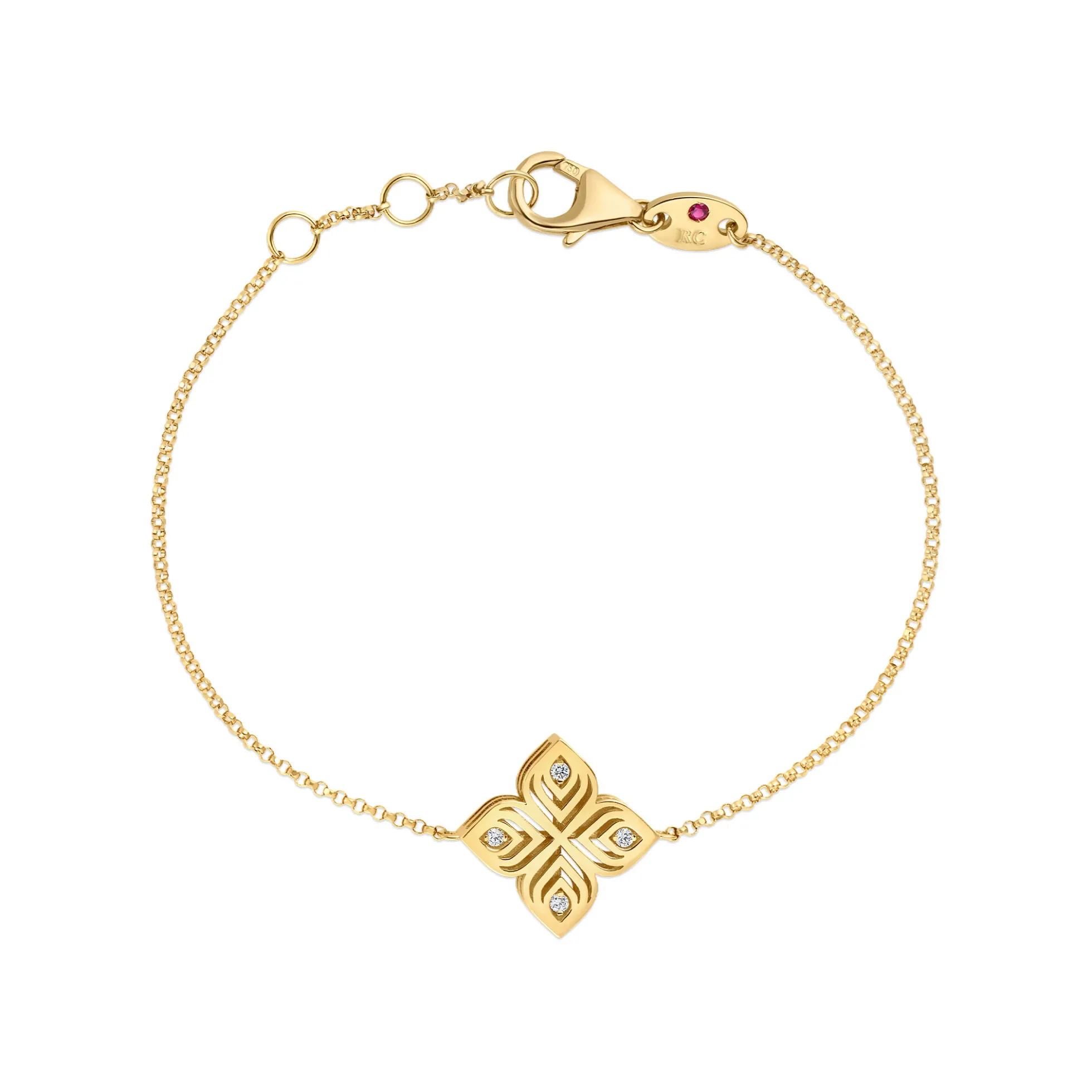 Roberto Coin 18K Yellow Gold Arabesque Medium Diamond Flower Bracelet