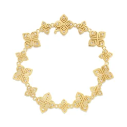 Roberto Coin 18K Yellow Gold Arabesque Alternating Small/Medium Diamond Flower Bracelet