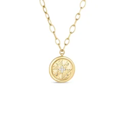 Roberto Coin 18k Yellow Gold Arabesque Diamond Flower Medallion Necklace