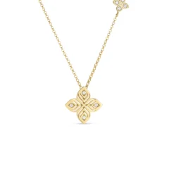 Roberto Coin 18k Yellow Gold Arabesque Large Diamond Flower Necklace