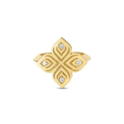 Roberto Coin 18k Yellow Gold Arabesque Large Diamond Flower Ring