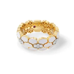 Roberto Coin 18K Yellow Gold Cobra Diamond And White Enamel Ring