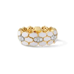 Roberto Coin 18K Yellow Gold Cobra Diamond And White Enamel Ring