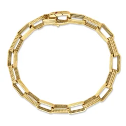 Roberto Coin 18K Yellow Gold Designer Gold Alternating Fluted And Ridged Rectangular Link Chain Bracelet