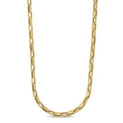 Roberto Coin 18K Yellow Gold Designer Gold Chain Alternating Fluted And Ridged Rectangular Link Chain Necklace