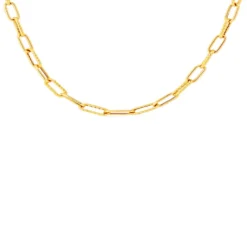 Roberto Coin 18K Yellow Gold Designer Gold Alternating Polished And Fluted Paperclip Link Chain Necklace