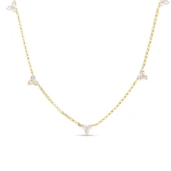 Roberto Coin 18K Yellow Gold Diamonds By The Inch Five Station Flower Necklace