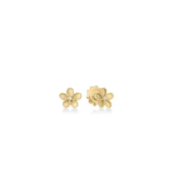 Roberto Coin 18K Yellow Gold Jasmine Diamond And Polished Finish Small Flower Earrings