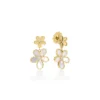 Roberto Coin 18K Yellow Gold Jasmine Diamond And Mother Of Pearl Double Flower Dangle Earrings