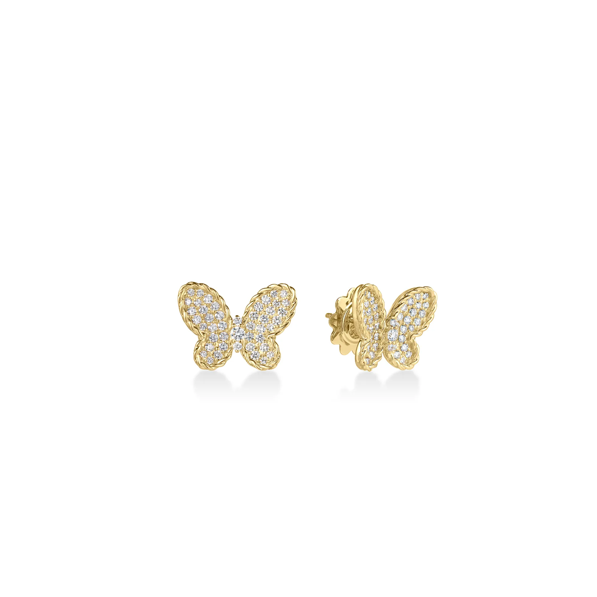 Roberto Coin 18K Yellow Gold Jasmine Pavé Diamond Butterfly Stud Earrings