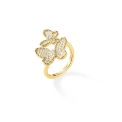 Roberto Coin 18K Yellow Gold Jasmine Pave Diamond Double Butterfly Ring