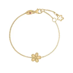 Roberto Coin 18K Yellow Gold Jasmine Diamond And Polished Finish Small Flower Bracelet