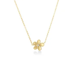 Roberto Coin 18K Yellow Gold Jasmine Diamond And Polished Finish Small Flower Necklace